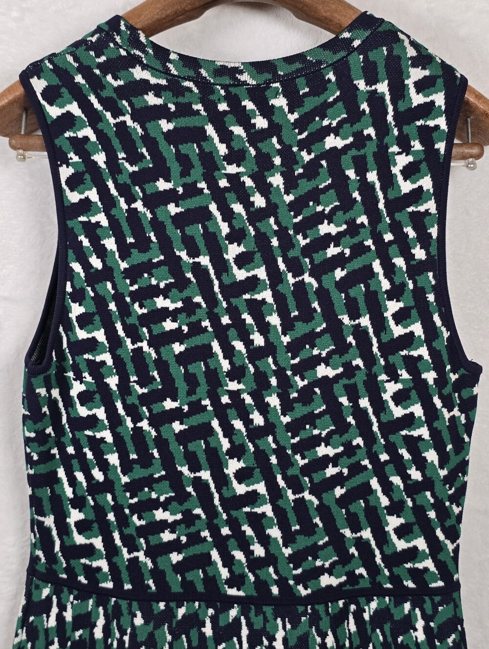 Eliza J Green- Navy Sleeveless Geometric Knit Fit & Flare Sweater  Dress Sz.PL - Picture 9 of 16